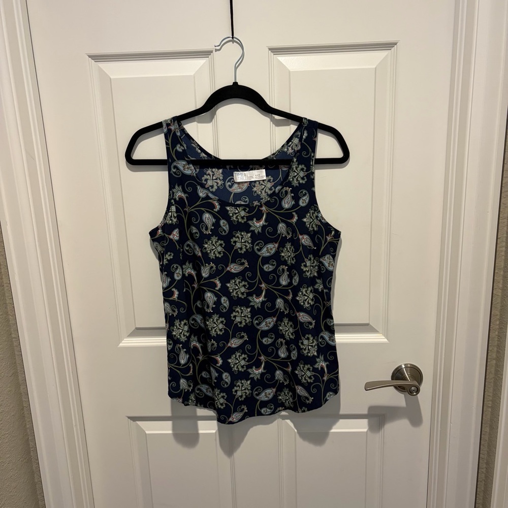 Time and Tru Navy Floral Paisley Tank Top